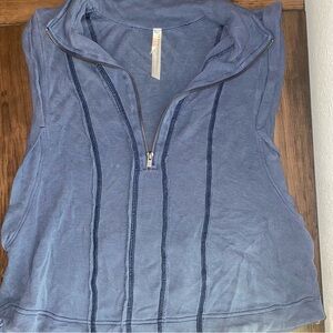 Free People Blue Zip-Up Sleeveless top